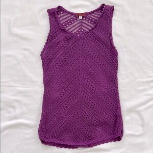 Purple Crochet Sleeveless Top or Coverup size XL